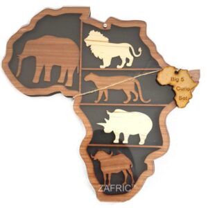 Big 5 Curio Set in Africa Map Case