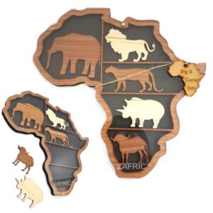 Big 5 Curio Set in Africa Map Case