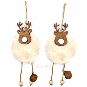 Hanging Reindeer Fur Set of 2 Cream