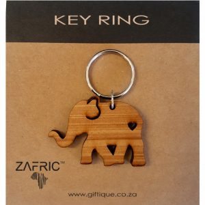 Key Ring Elephant Wood
