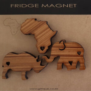 Magnet Rhino Africa Ele Wood