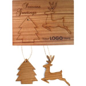 Seasons Greetings Card Reindeer Tree