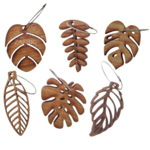 Giftique Botanical Wine Glass Charms in Wooden Box 3 Wine Glass Charms Botanicals Stone Wash