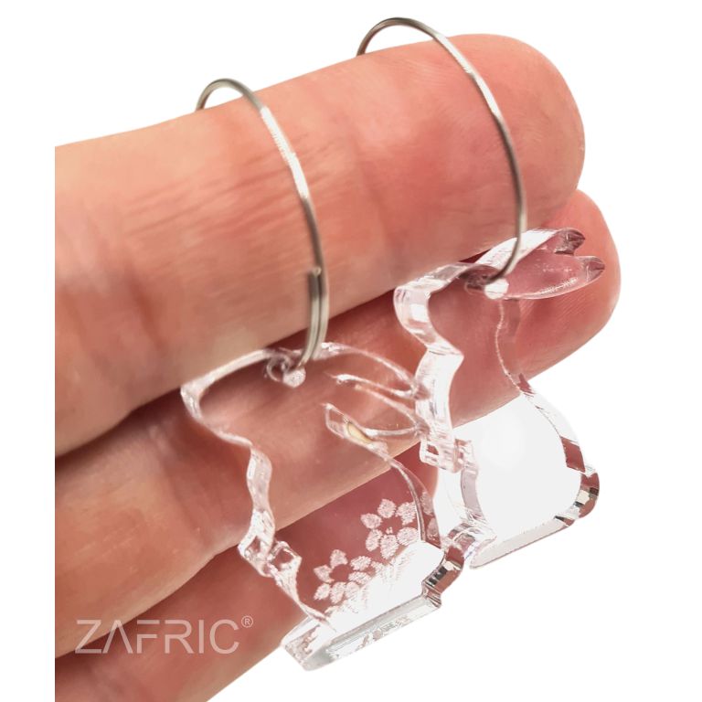Bunny Wine Glass Charms Clear Perspex