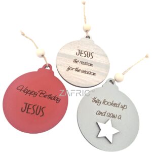 Set of 3 Baubles Christian Red and White