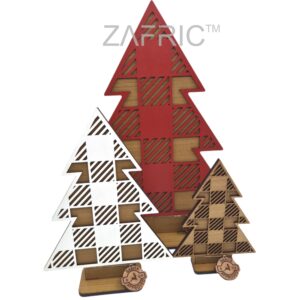Layered Plaid Tree Set of 3