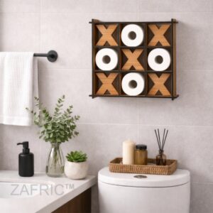 Wooden noughts and crosses toilet paper holder