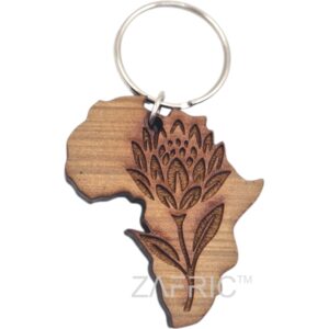 Africa Protea Shaped Key Ring Wood