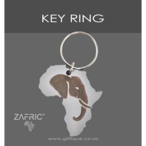 Key Ring Africa Elephant Silhouette Grey