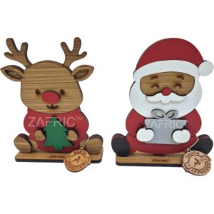 Sitting Santa and Reindeer Set of 2
