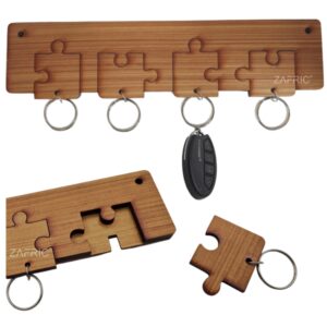 Puzzle Key Holder with 4 Key Rings