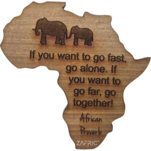 Magnet Africa Map Proverb Wood