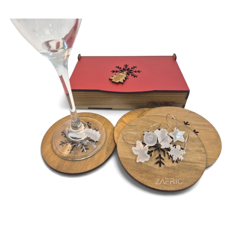 Christmas Coaster & Wine Charm Set - Image 5