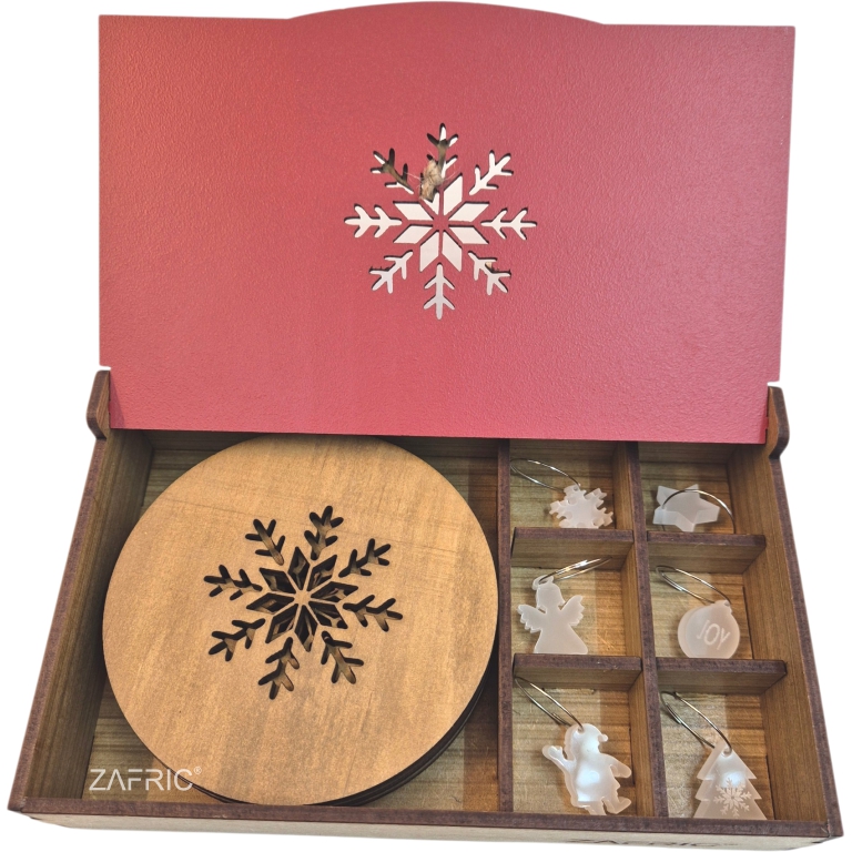 Christmas Coaster & Wine Charm Set