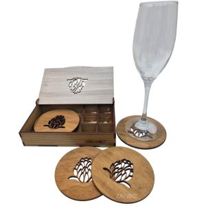 Protea Coaster & Botanical Wine Charm Set