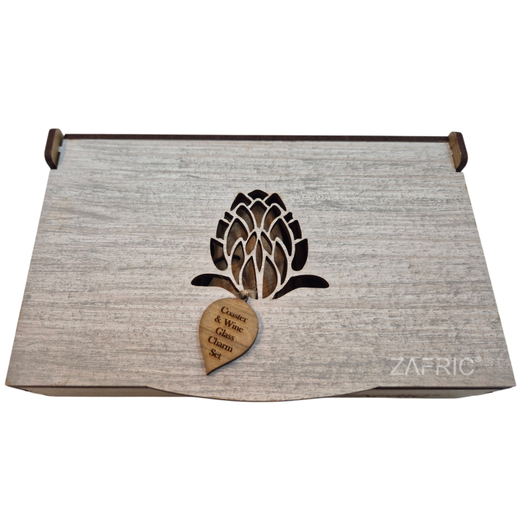 Protea Coaster & Botanical Wine Charm Set - Image 2