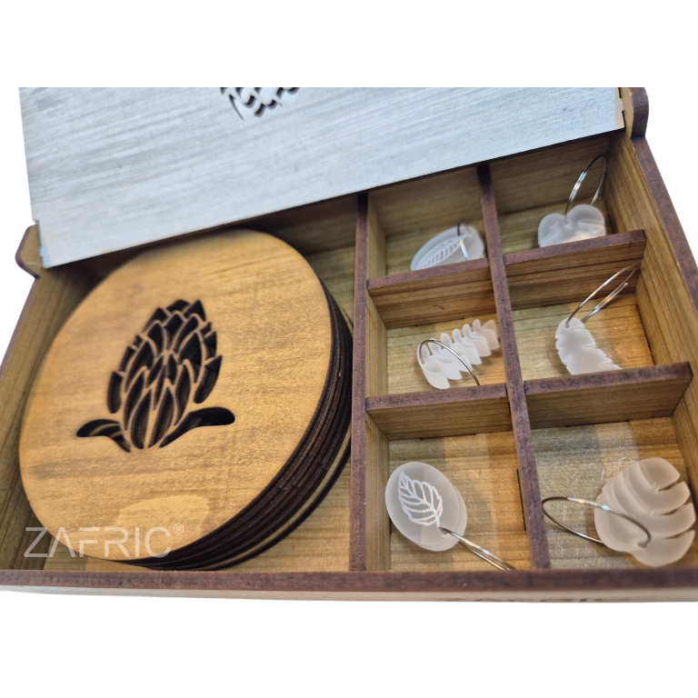Protea Coaster & Botanical Wine Charm Set - Image 3
