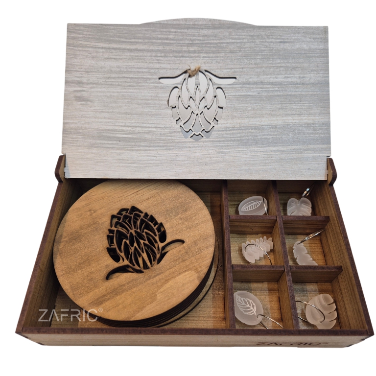 Protea Coaster & Botanical Wine Charm Set - Image 4